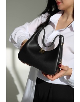 Жіноча сумка-багет з екошкіри чорна