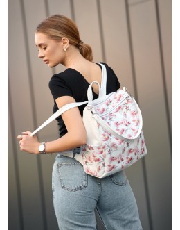 Рюкзак-сумка TRINITY білий з квітами